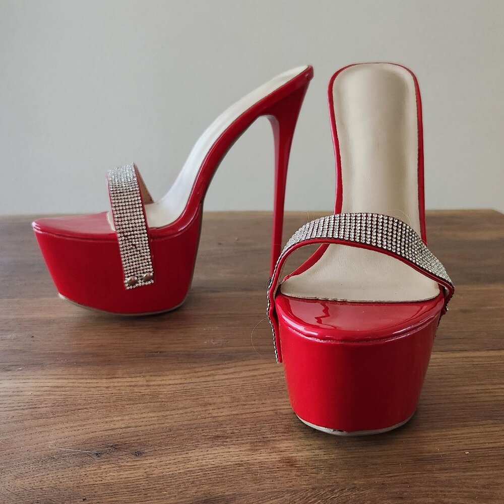 NEW Sexy 7" Platform Heels mules, RED, size 41